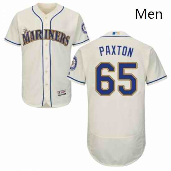 Mens Majestic Seattle Mariners 65 James Paxton Cream Alternate Flex Base Authentic Collection MLB Jersey
